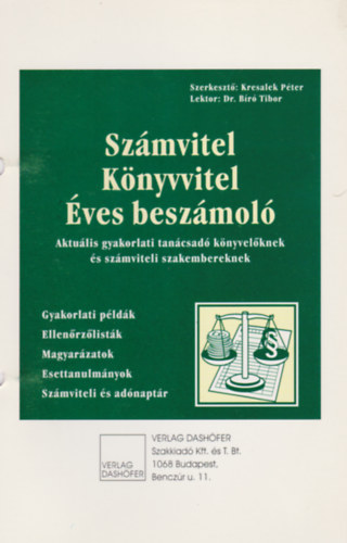 Kresalek P�ter  (szerk.) - Sz�mvitel, k�nyvitel �ves besz�mol� I. k�tet (1-6. fejezet)
