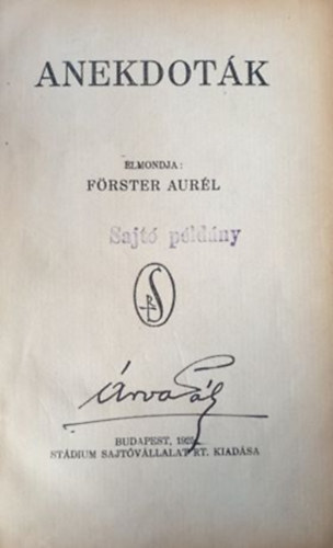 Fr�ster Aur�l - Anekdot�k