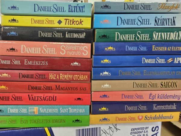 Danielle Steel - 20db Steel k�tet, K�NYVMENT� AJ�NLAT: Elt�nt+ Titkok+ Kaleidoszk�p+ Szerelmes ny�rut�+ Eml�kez�s+ H�z a rem�ny utc�ban+ Mag�nyos sas+ Naplemente Saint Tropez-ban+ Egy t�k�letes idegen+ Hazafel�+ Sz�rnyak+ Szenved�ly+ Egyszer az �l