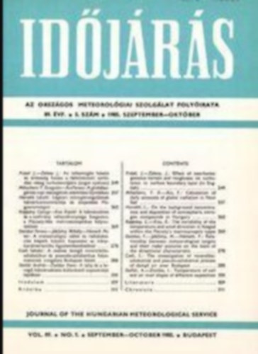 Szepesin Lrincz Anna  (szerk.) - Idjrs - Az Orszgos Meteorolgiai Szolglat Folyirata 89. vf. 5. szm (1985. szeptember-oktber)