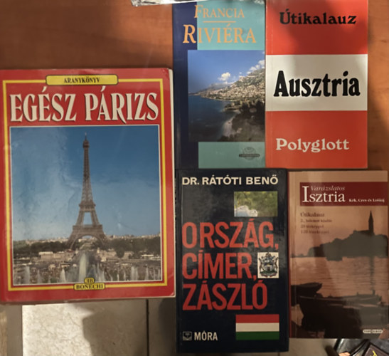 5db tikalauz / utazs knyv: Egsz Prizs + Orszg, cmer, zszl + Francia Rivira + Ausztria Polyglott + Varzslatos Isztria