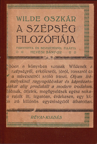 Wilde Oszkr - A szpsg filozfija