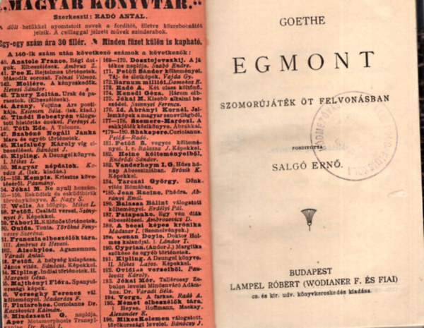 Goethe - Egmont - Szomorjtk t felvonsban