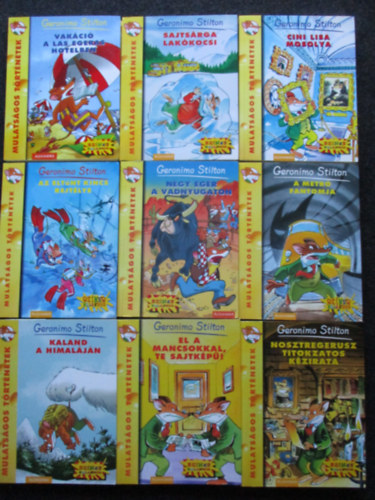 Geronimo Stilton - 9 db Geronimo Stilton (Négy egér a vadnyugaton, Cini Lisa mosolya, Vakáció a Las Egeras Hotelben, Sajtsárga lakókocsi, A metró fantomja, Kaland a Himaláján, stb..)