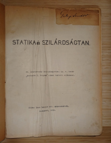 dr. Bresztovszky B�la - Statika �s szil�rds�gtan