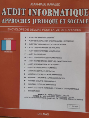 Jean-Paul Ravalec - Audit Informatique - Approches Juridique et Sociale (Encyclopédie delmas por la vie des affaires