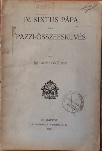 Balanyi Gyrgy - IV. Sixtus ppa s a Pazzi-sszeeskvs