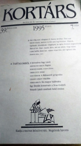 Kort�rs Irodalmi �s kritikai foly�irat 1995. j�lius (39. �vf. 7. sz�m)