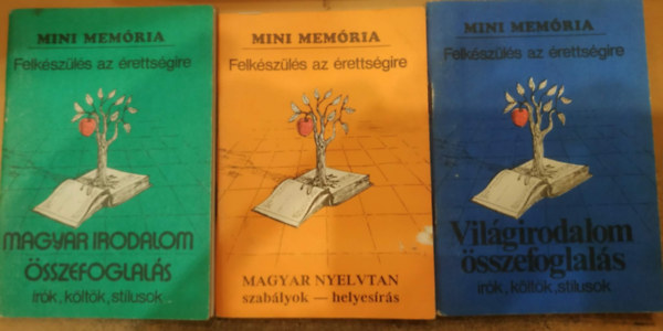 Vass Csaba  (szerk.) - 3 db Mini mem�ria - Felk�sz�l�s az �retts�gire: Magyar irodalom �sszefoglal�s + Magyar nyelvtan szab�lyok, helyes�r�s + Vil�girodalom �sszefoglal�s
