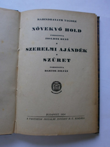 Rabindranth Tagore - Nvekv Hold-Szerelmi ajndk-Szret