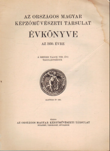 Paur Gza  (szerk.) - Az Orszgos Magyar Kpzmvszeti Trsulat vknyve 1929.