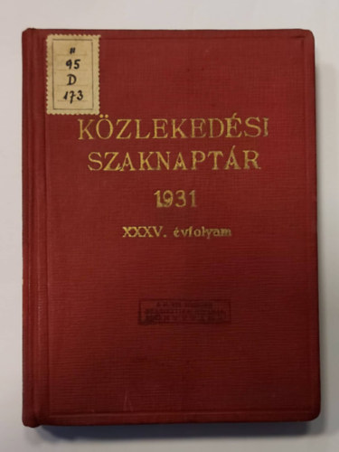 Dr. Kovács József - Közlekedési szaknaptár az 1931. évre XXXV. évfolyam
