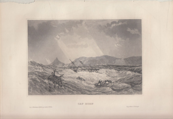 Cap Horn (Cape Horn, Horn-fok, D�l-Amerika legd�libb pontja, Chile) (16x23,5 cm lapm�ret� eredeti ac�lmetszet, 1856-b�l)