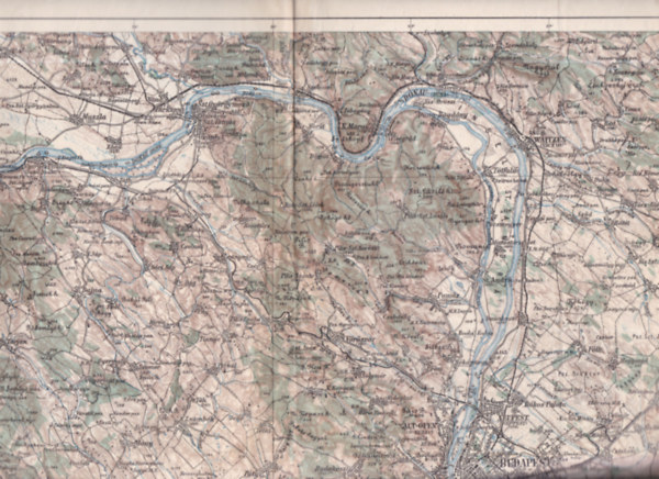 Budapest, Tata, Székesfehérvár (színezett térkép) (66x50 cm)