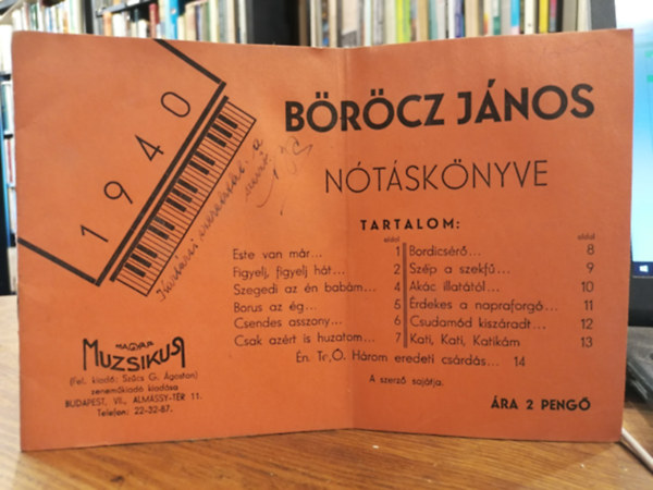 Böröcz János - Böröcz János nótáskönyve