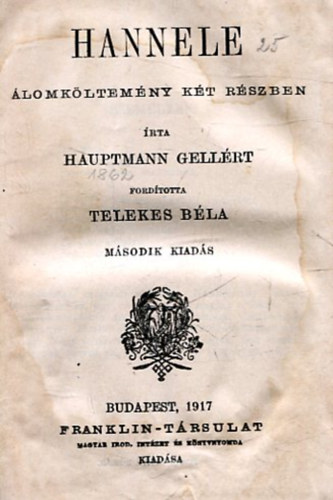 Hauptmann Gellrt - Hannele- lomkltemny  kt rszben
