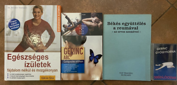 Dr. Dr. Veress J�nos Siegbert Tempelhof - K�rti G�bor - 3 db k�nyv az eg�szs�ges �z�letek, gerinc �s reuma t�m�ban + 1 db aj�nd�k gerinc gy�gytorna kazetta - Eg�szs�ges �z�letek, Gerinc ABC, B�k�s egy�tt�l�s a reum�val, Gerinc gy�gytorna