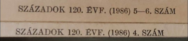 Szzadok 1986/4-5-6. (A Magyar Trtnelmi Trsulat kzlnye)