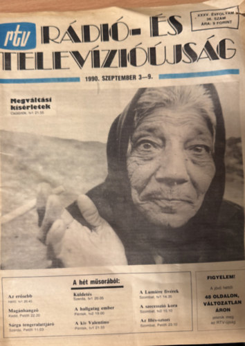 Rtv (Rádió- és televízióújság) XXXV.évfolyam 36.szám