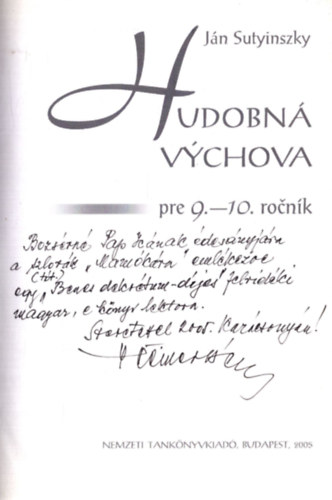 Ján Sutyinszky - Hudobná Vychova 9-10 (dedikált)