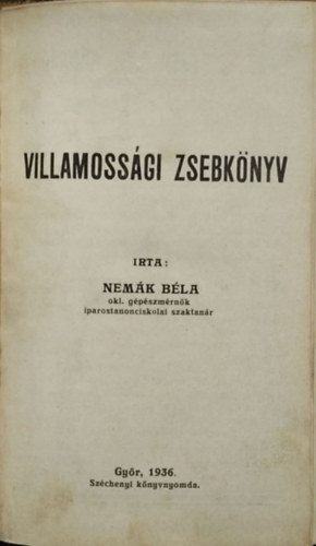 Nemák Béla - Villamossági zsebkönyv