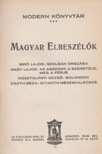 Magyar elbesz�l�k III.