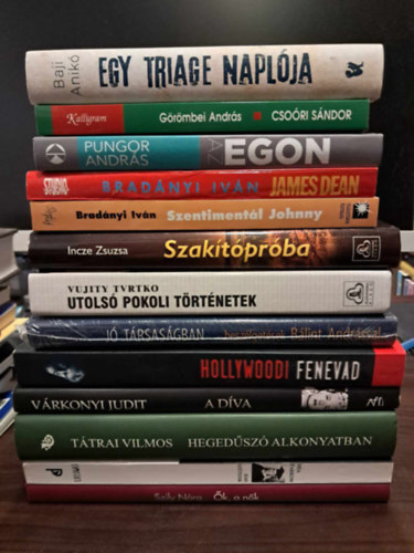 Pungor Andrs, Grmbei Andrs, Baji Anik, Schiller Erzsbet, Joe Eszterhas, Vrkonyi Judit, Ttrai Vilmos, Vujity Tvrtko, Incze Zsuzsa, Szily Nra, Mia Farrow Bradnyi Ivn - 13 db-os KNYVMENT AJNLAT riport: James Dean, Az Egon, Szentimentl Johnny - Doris Day dalai, Csori Sndor, Egy triage naplja, J trsasgban - Beszlgetsek Blint Andrssal, Hollywoodi fenevad, A Dva - Palnkay Klra emlkezi