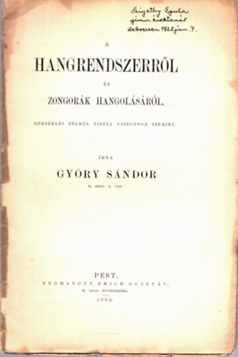 Győry Sándor - A hangrendszerrl és zongorák hangolásáról