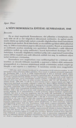 Apor Pter - A npi demokrcia ptse: Kunmadaras 1946. -Szzadok-A Magyar Trtnelmi Trsulat Folyirata.-(Klnlenyomat)