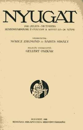 M�ricz Zsigmond - Babits Mih�ly  (szerk.) - Nyugat 1930 I. k�tet