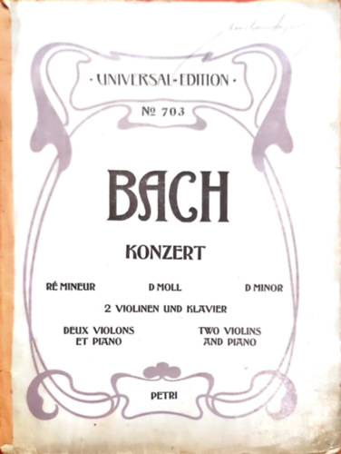Bach - Bach Konzert r� mineur D moll Dminor 2 violinen und klavier