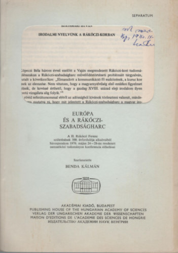 Szathmri Istvn - Irodalmi nyelvnk a Rkczi-korban