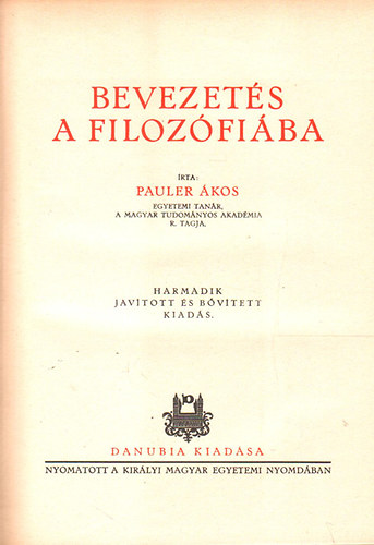 Pauler kos - Bevezets a filozfiba