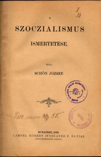 Schön József - A szoczialismus ismertetése.