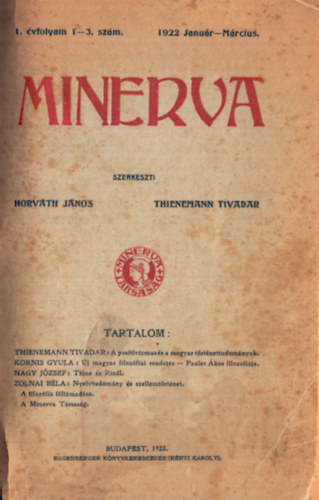 Thienemann Tivadar  (szerk.) - Minerva 1922. I. vfolyam 1-10. (teljes)