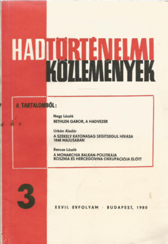 Hadt�rt�nelmi K�zlem�nyek XXVII. �vf. 1980. 3.