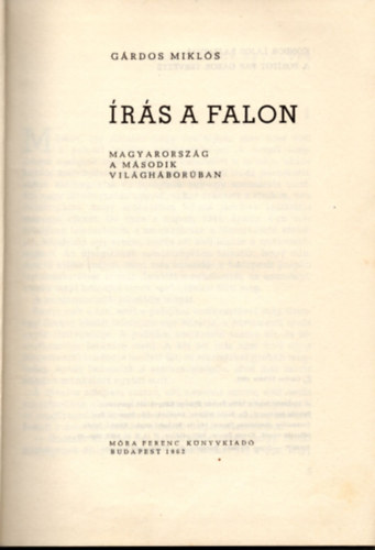 Grdos Mikls - rs a falon