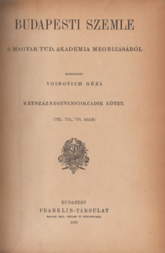 Voinovich Gza - Budapesti Szemle 248. ktet - 722.,723.,724. szm