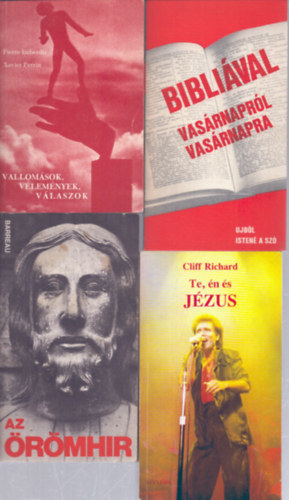 Xavier Perrin, Cliff Richard Pierre Imberdis - 4 db vallási témájú kötet: Vallomások, vélemények, válaszok - Bibliával vasárnapról vasárnapra - Az örömhív - Te, én és Jézus
