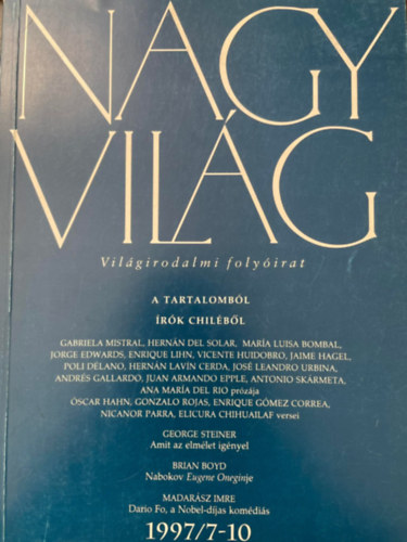 Nagyvilg vilgirodalmi folyirat LXII. vfolyam 7-10. szm 1997. jlius-oktber