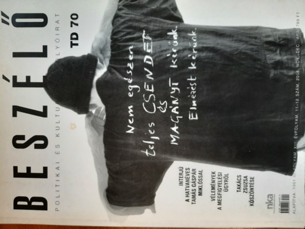 Mink Andr�s - Besz�l� - Politikai �s kultur�lis foly�irat - 2008. nov.-dec.