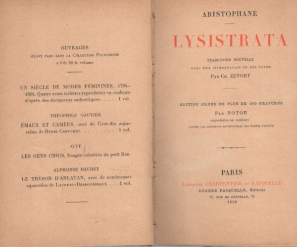 Aristophane - Lysistrata (100 sznes kppel) (1898)