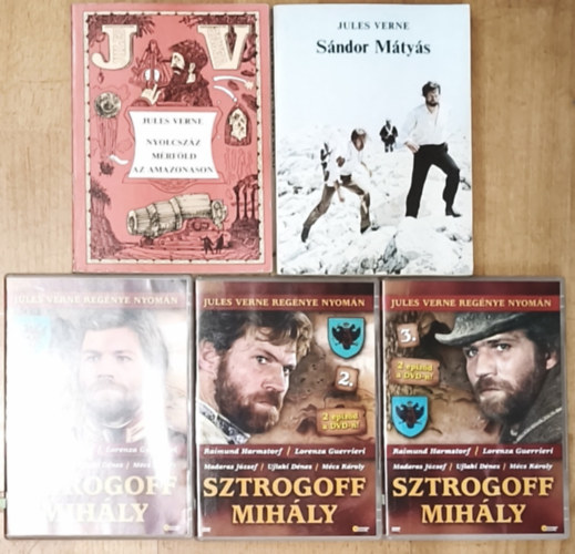 Jules Verne, Verne Gyula - 2db Jules Verne reg�ny + aj�nd�k DVD-k - S�ndor M�ty�s, Nyolcsz�z m�rf�ld az Amazonason + Sztrogoff Mih�ly 1-3. r�sz (Jules Verne reg�nye nyom�n)