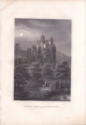 Schloss Prunn im Althmhlthale (Prunn kastly, lovagvr az Althmhltalon, Riedenburg, Nmetorszg, Eurpa) (16x23,5 cm lapmret eredeti aclmetszet, 1856-bl)