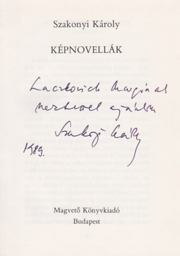 Szakonyi K�roly - K�pnovell�k Dedik�lt!!