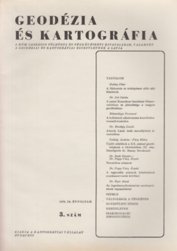 Dr. Joó István (szerk.) - Geodézia és Kartográfia 1976/3. szám