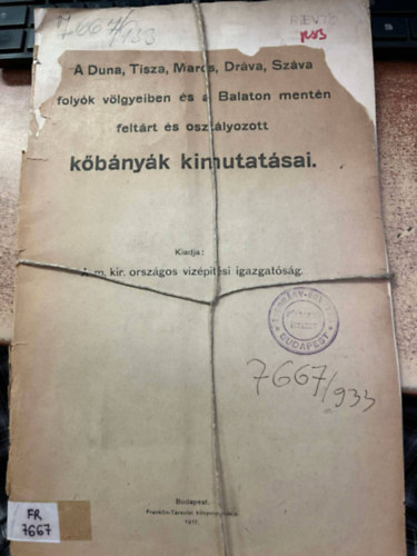 A Duna, Tisza, Maros, Drva, Szva folyk vlgyeiben s a Balaton mentn feltrt s osztlyozott kbnyk kimutatsai.