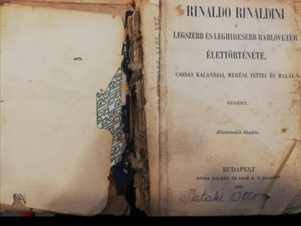 Rinaldo Roandini a legszebb és leghíresebb rablóvezér élettörténete, csodás kalandjai, merész tettei és halála
