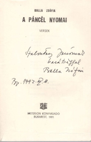 Balla Zsfia - A pncl nyomai - Versek - dediklt