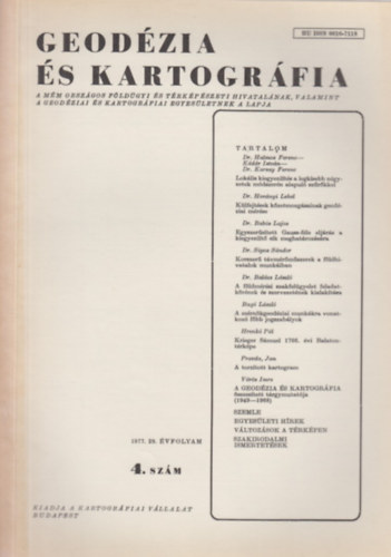 Dr. Jo Istvn  (szerk.) - Geodzia s Kartogrfia 1977/4. szm